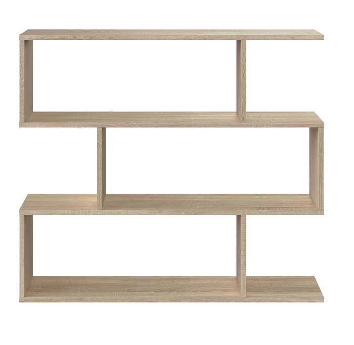 Bibliothèque étagère basse 3 niveaux en bois mélaminé chêne - Longueur 110 x Profondeur 24 x Hauteur 97 cm Bibliothèque étagère basse 3 niveaux en bois mélaminé chêne - Longueur 110 x Profondeur 24 x Hauteur 97 cm