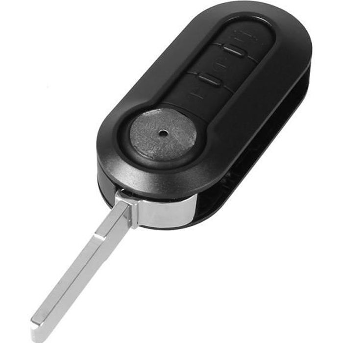 Coque De Clé Voiture Fiat 500, Panda, Punto… - Plastique ABS - Noire Avec Porte-Clés