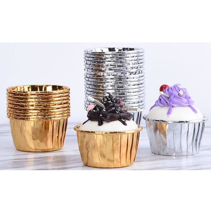 50 Caissettes Cupcakes Rayures Roses - Résistantes 230°C - 5.5x6cm