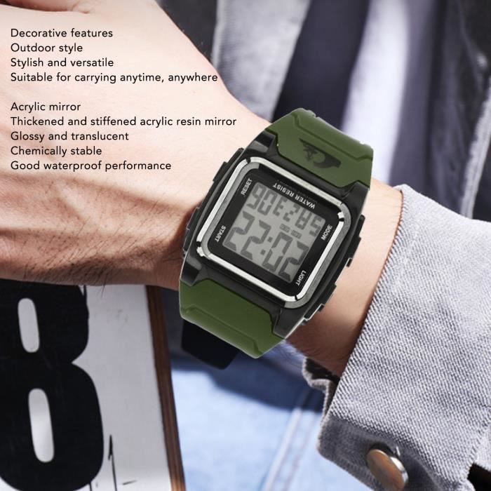 Montre De Sport Numérique Pour Homme - Résistante Aux Chocs - Affichage Digital Facile à Lire