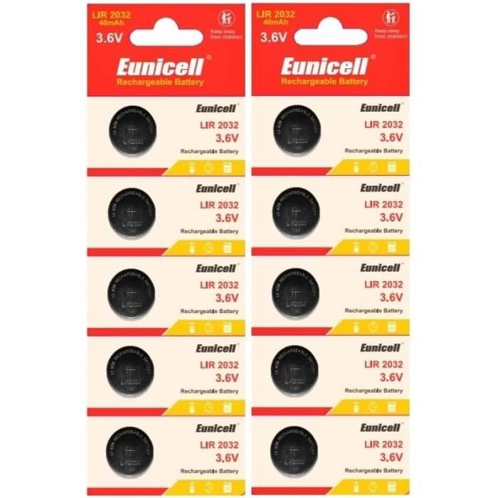 Lot De 50 Piles Bouton LIR2032 Li-ion Rechargeables 3.6V – Marque BenjiPower