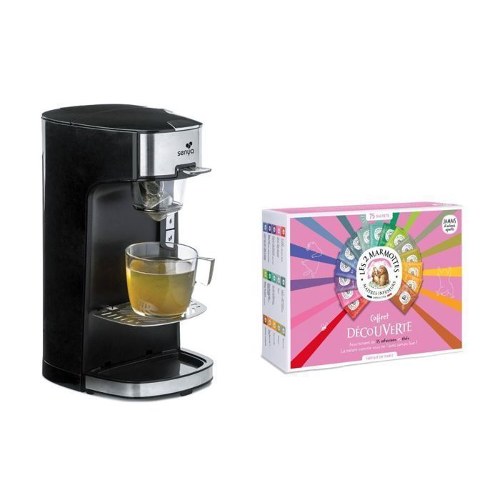 SENYA – Machine à thé électrique Tea Time + Coffret Les 2 Marmottes 75 sachets offert
