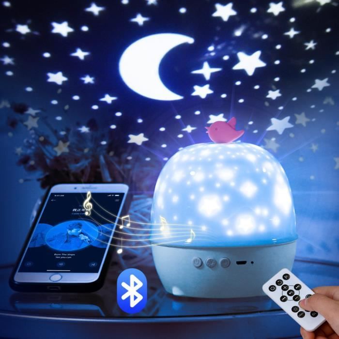 Veilleuse Projecteur Bébé Musicale Bluetooth Ciel Étoiles Projection Plafond  LED Lampe Lumineuse 360°Rotation pour Enfants Filles - Cdiscount  Puériculture & Eveil bébé