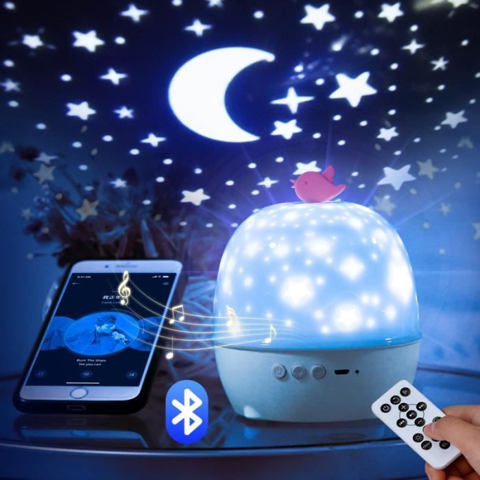 Veilleuse Projecteur Bebe Musicale Bluetooth Ciel Etoiles Projection Plafond Led Lampe Lumineuse 360 Rotation Pour Enfants Filles Cdiscount Puericulture Eveil Bebe