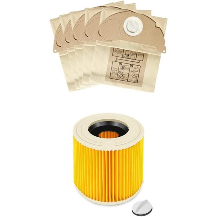 Ahlsen Filtre à Cartouche Pour Kärcher WD3/WD2, 2 X Filtre Cartouche Accessoire Pour Aspirateurs WD 2200, WD 2250, WD 3300 M, WD 3500 P, A 2003, A 2004, A 2054 Me, A 2120, A 2504, A 2604, A 2656 X , A