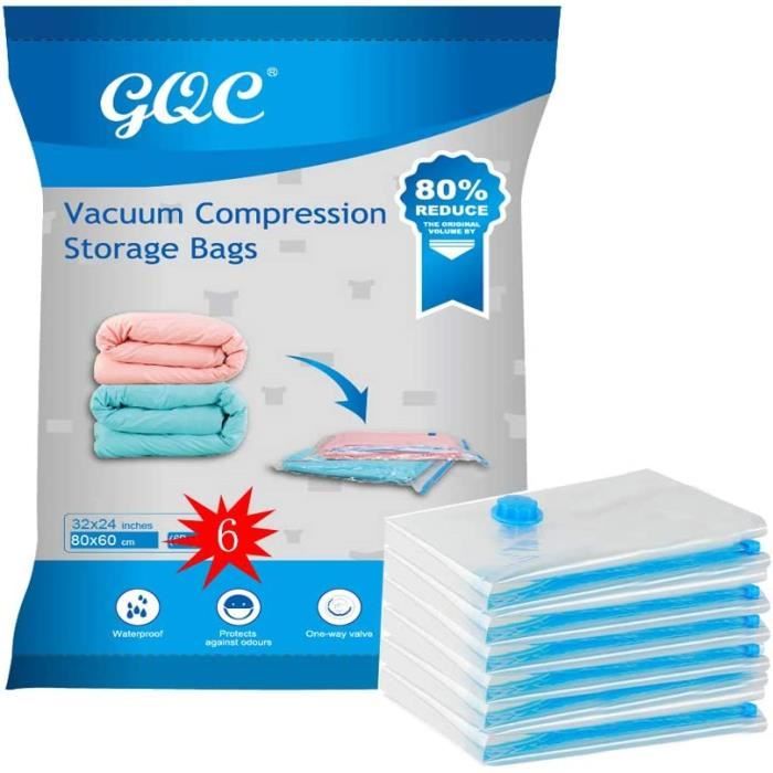 12 Sacs De Rangement Sous Vide GQC - 6x60x40cm + 6x50x35cm - Économie D'Espace Sans Pompe - Pour Voyage Et Maison