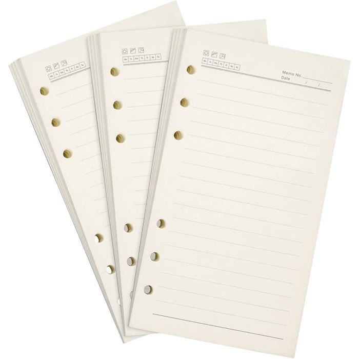 Lot 4 Recharges A5 6 Anneaux Papier Ligné 100g - Feuilles Recharge Carnet Notes