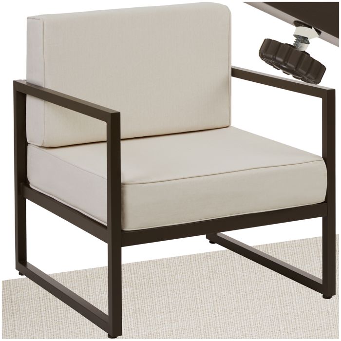 Fauteuil de jardin - TECTAKE - Chaise COMOSA pour jardin house amovible et déperlante structure en acier - Beige
