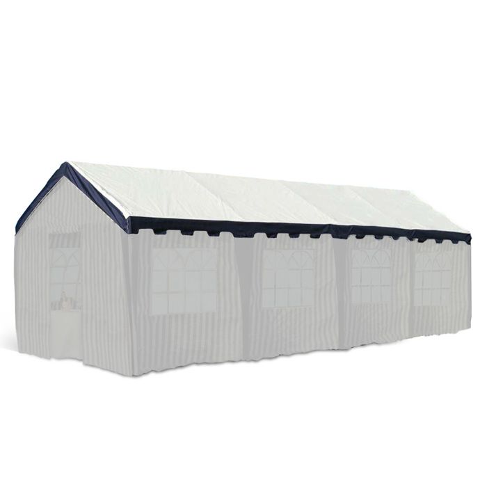 Toit de barnum/tente réception 3x10 m PE 180 g/m² toile de rechange facile à poser - blanc/bleu