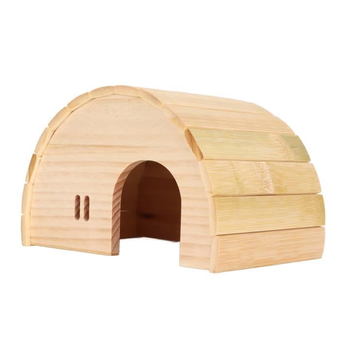 Maison Hamster 3 Pièces En Bois Naturel - Cachette écologique, Résistante à L'eau, Facile à Nettoyer
