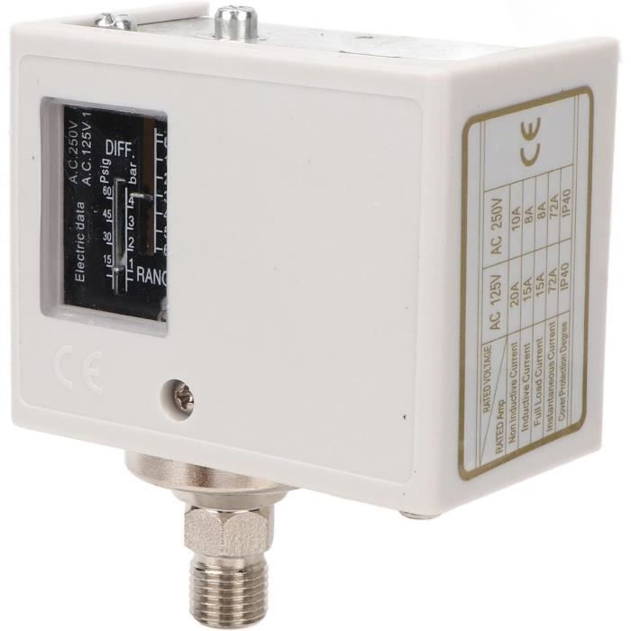 Micro Pressostat Interrupteur Pneumatique Réglable – Pressostat D’Air Différentiel 125-250V Pour Broyeur Déchets Alimentaires