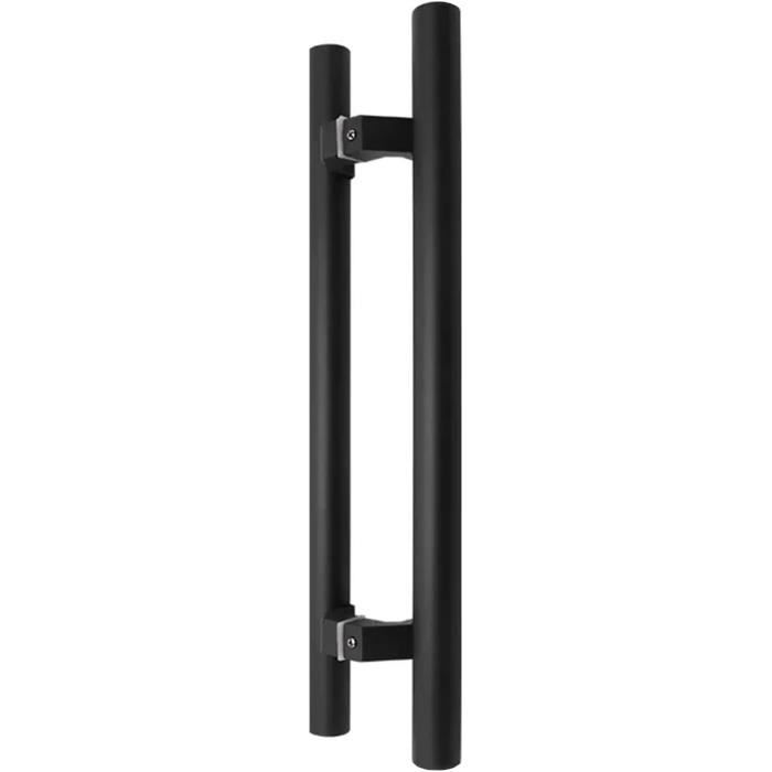 Poignée De Porte Moderne H Décalée 45cm - Barre Carrée Finition Noire Mate - Provence