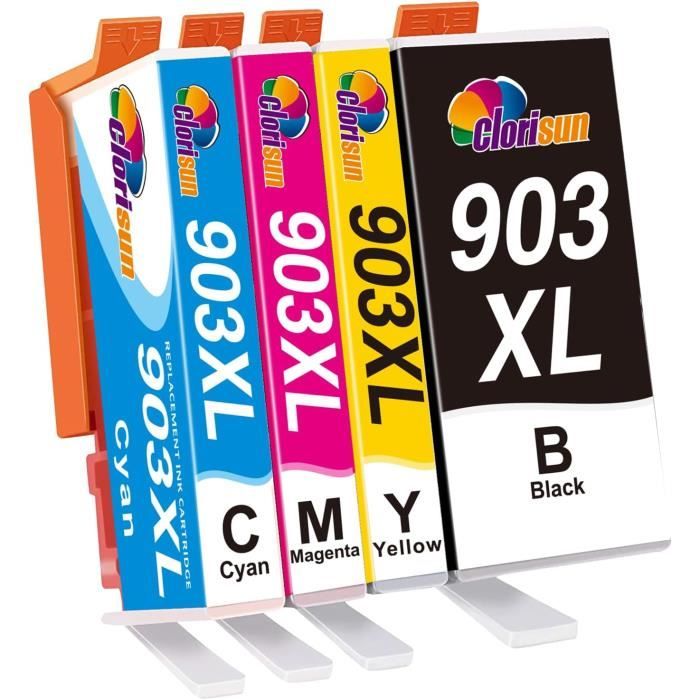 Cartouches D'encre 903XL Compatibles HP – Lot De 4 (noir + Couleurs) | Grande Capacité, Pour Imprimantes HP Série 6900