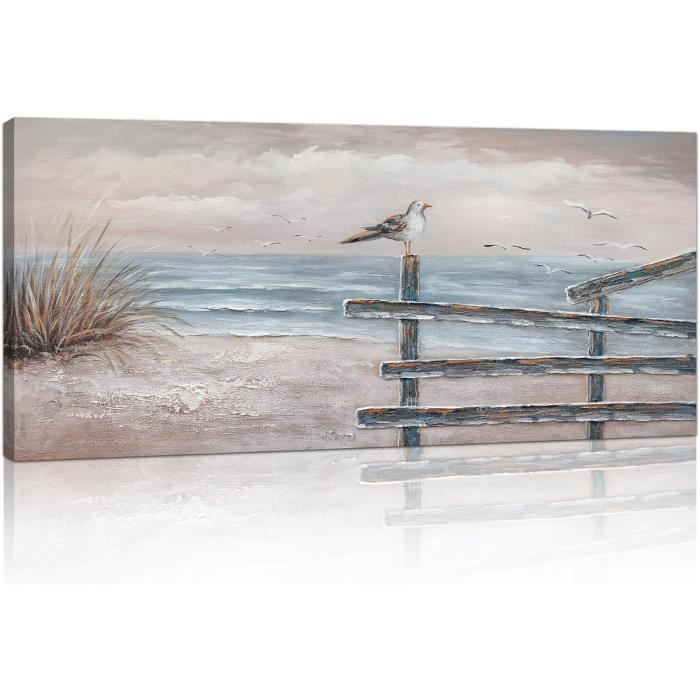 Art Mural De Plage En Sourdine, Peinture Mer Minimaliste Vintage, Impression D'art Paysage Côtier, Art Mural Chalet De Plage, Téléchargement Numérique, SE062 - France