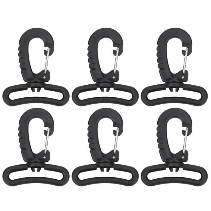 Mousquetons En D Pivotants Wuuycoky - Lot De 6 - Alliage Zinc - 2,5cm - Noir