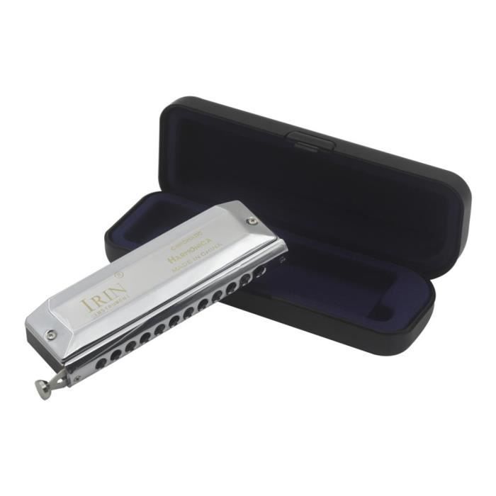 Harmonica Chromatique 16 Trous 64 Tons - Argenté - Pour Adultes Et Débutants - Portable Avec Boîte De Rangement