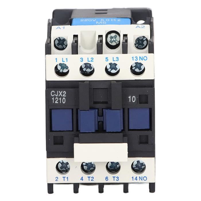 Contacteur AC Heschen CJX2-1210 - Bobine 220V 50/60Hz - 3P NO - Ie 12A Ue 380V - Rail DIN