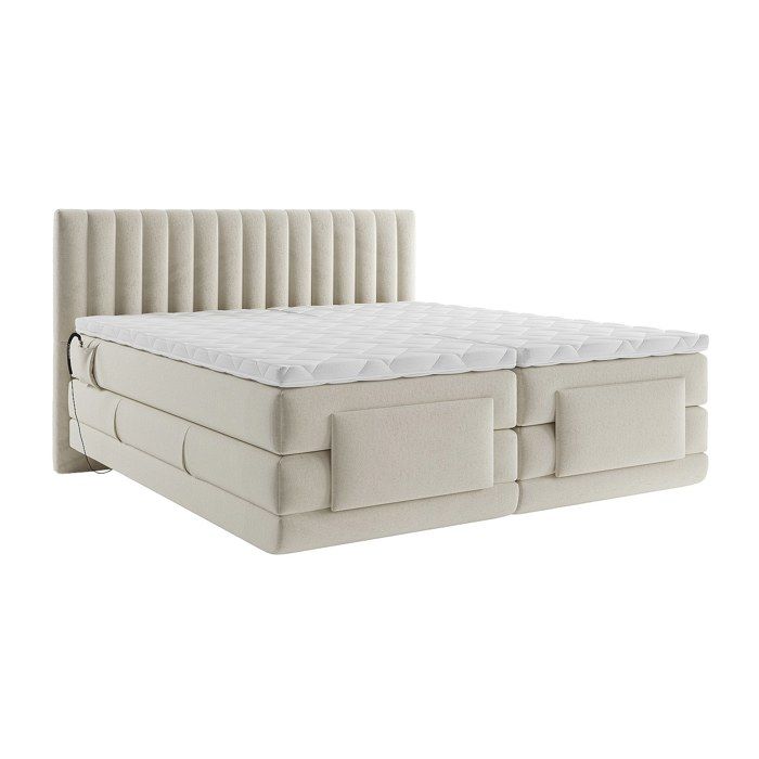 Ensemble complet boxspring tête de lit coutures verticales + sommiers relaxation électrique + matelas + surmatelas - 2 x 90 x 200 cm Ensemble complet boxspring tête de lit coutures verticales + sommiers relaxation électrique + matelas + surmatelas - 2 x 90 x 200 cm