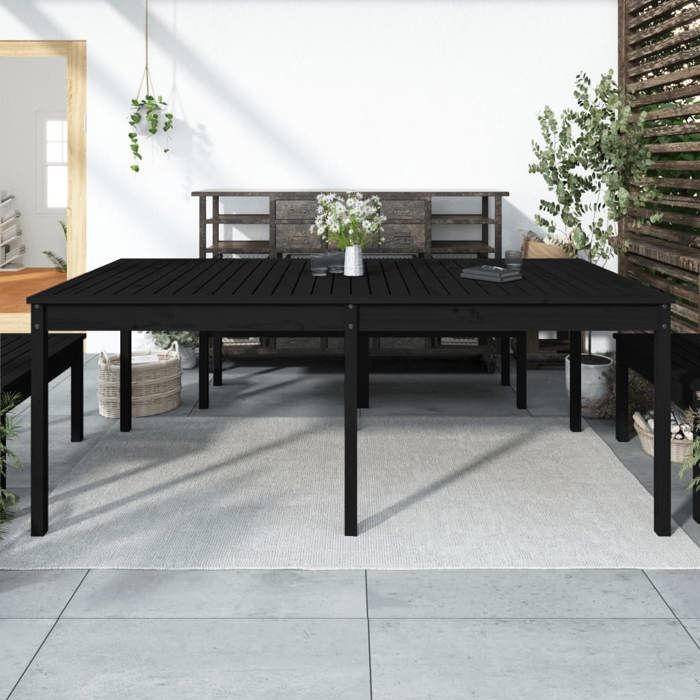vidaxl table de jardin noir 203,5x100x76 cm bois massif de pin 823987