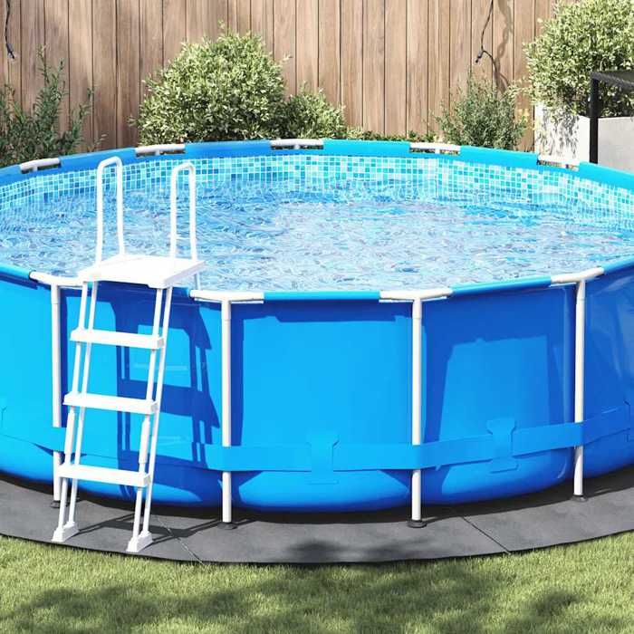 Vidaxl Bâche de Piscine Tapis de Sol Rond Couverture de Piscine Protection de Piscine Jardin Terrasse Gris Clair Ø428 cm 94219