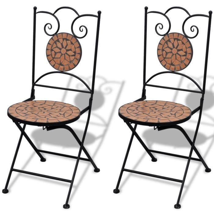 Chaises pliables de bistro - VIDAXL - Mosaïque - Robuste et durable - Facile à nettoyer - Terre cuite