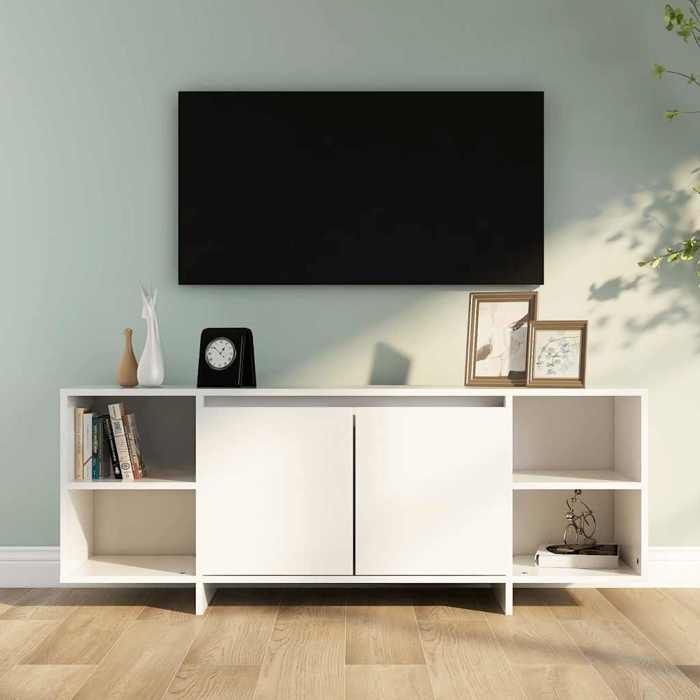 vidaXL Meuble TV blanc 130x35x50 cm bois dingénierie 809584