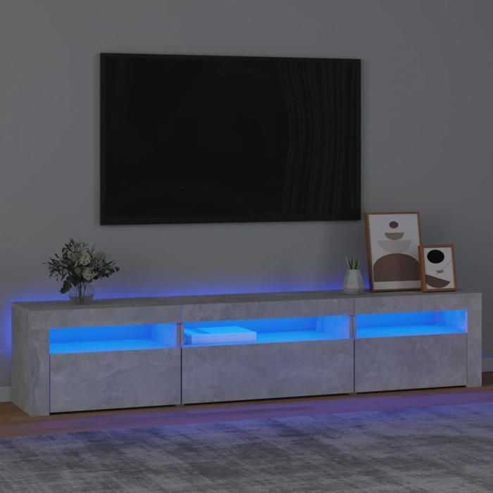vidaXL Meuble TV avec Lumières LED Centre de Divertissement Rangement Meuble Média Meuble de Salon Salle de Séjour Maison 3152741