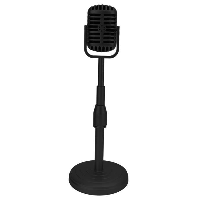 Faux Microphone Vintage Avec Support – ABS Rétro Argent – Léger 402g – Accessoire Cosplay Photo Fête