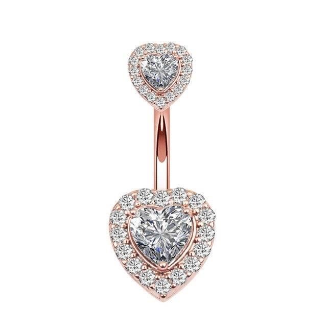 Anneau De Nombril Strass Cœur - Bijou Piercing Sexy - Cadeau Femme Style été Plage