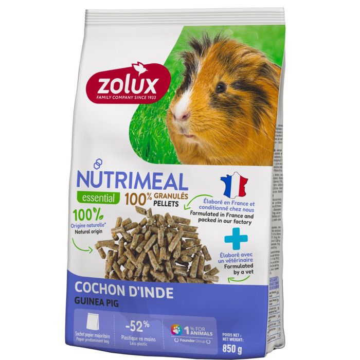 Comparer les prix de Aliment Granulés pour cochon d'Inde Nutrimeal sachet de 850 g - zolux