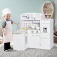 HOMCOM Cuisine Bois Jeu d'imitation - Cuisine Enfant - Nombreux Accessoires & rangements Inclus - MDF pin Blanc-1