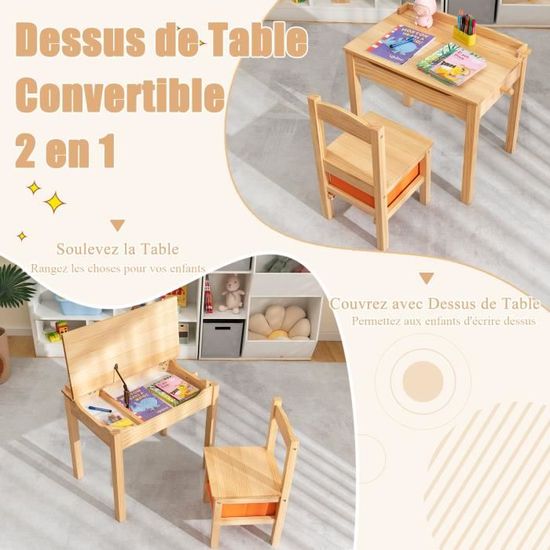 Table Et Chaise Enfant DREAMADE - Plateau Double Face Tableau Noir/blanc, Rouleau Papier, Rangement - Bois Vert, 3+ Ans