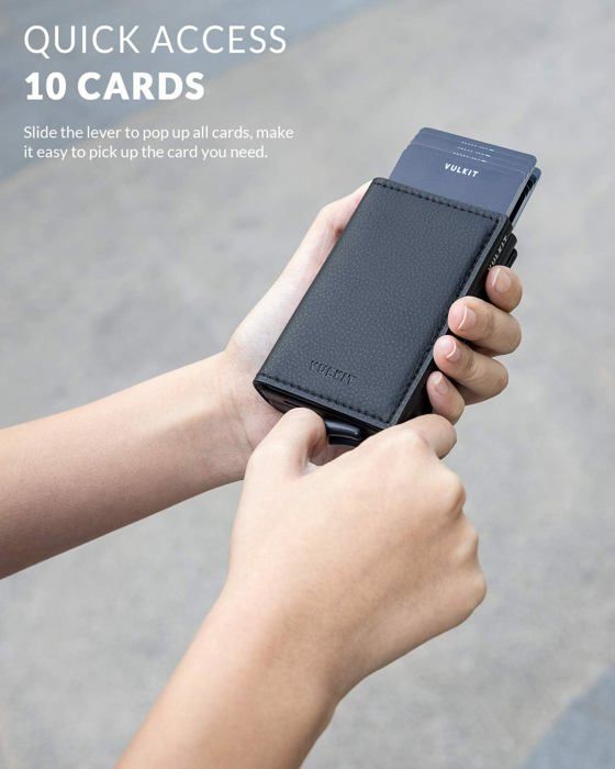 Porte-Carte Bancaire Pop-Up Anti-Piratage RFID - Étui Slim Cuir Et Métal Pour 5-9 Cartes, Homme