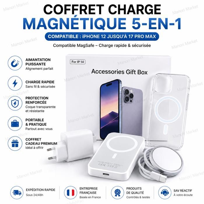 Coque Chargeur Avec Batterie 10000mAh Pour IPhone 15 Pro Max - Charge Sans Fil Magnétique - Neuf