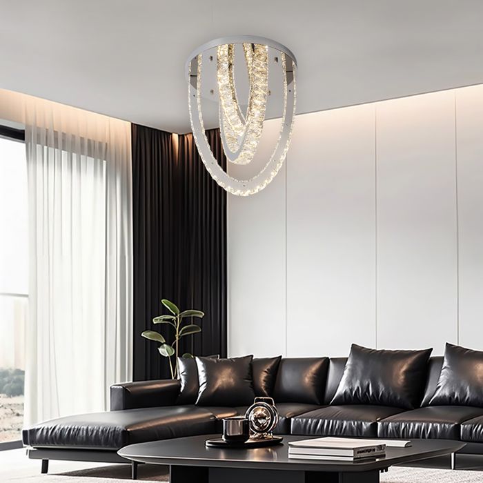 Lustre cristal K9, Lustre LED moderne salon, Plafonnier télécommande ...