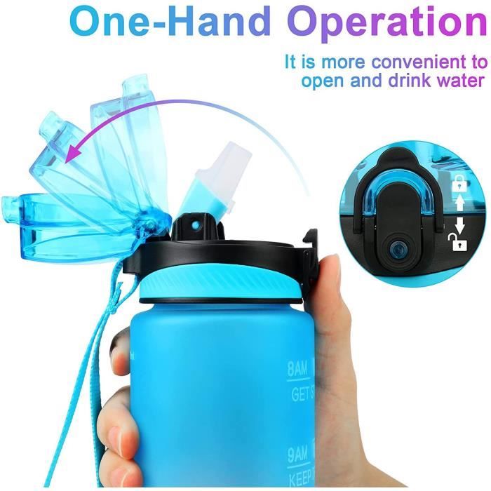 Gourde Sport 1L Sans BPA – Robuste, étanche – Graduée – Ouverture Rapide – Pour Fitness, Voyage