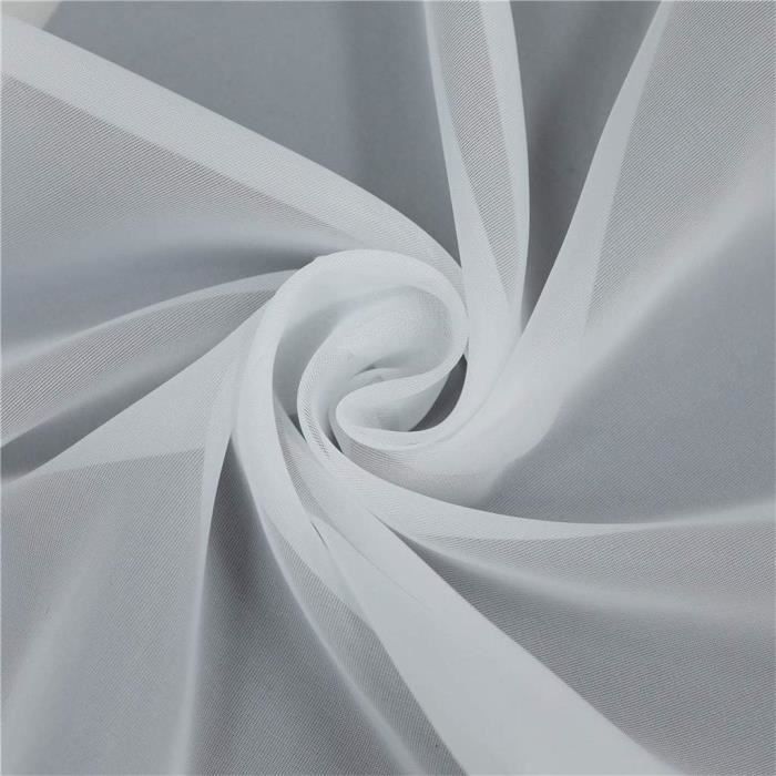 Rideau Brise-Bise Devola 45x120cm - Voile Transparent Blanc Avec Passants Pour Cuisine Ou Salle De Bain
