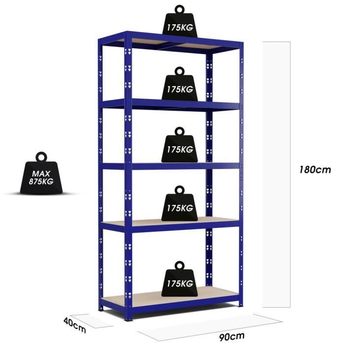 5 Etagère de rangement modulable et polyvalente pour atelier, garage, cave. Charge Lourde max