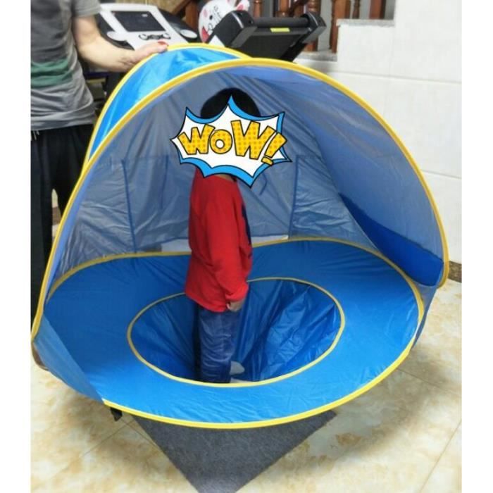 Tente De Plage Bébé Pop Up Anti-UV UPF 50+ – Protection Solaire Ultime, Portable Et Facile à Monter, Idéale Pour La Plage, Camping Ou Jardin (Bleu)
