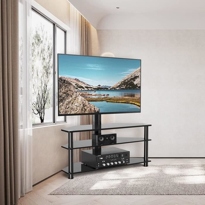 RFIVER Meuble TV avec Support Pivotant Hauteur Reglable pour TVs et Ecrans  LCD LED de 32 a 70 Pouces 3 Etageres TW1002 - Cdiscount Maison