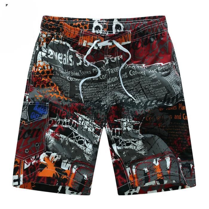 Dmmtot Short de bain de plage pour homme - Short hawaïen léger et