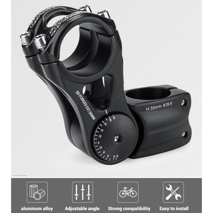 Extension De Potence Pour Vélo – Alliage Alu, Réglable, Compatible VTT – Hauteur Jusqu’à 100 Mm