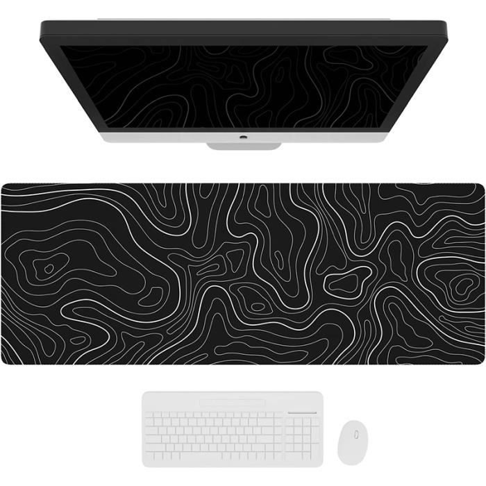 Grand tapis de souris de jeu, sous-main minimaliste et cool pour clavier et  souris, 80x30x0,3cm, imprimé carte topographique, noir - Cdiscount  Informatique