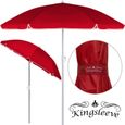 Parasol inclinable rouge réglable et hydrofuge 180 cm Parasol de plage pare-soleil pour jardin terrasse-2