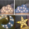 Décoration murale,Nordique enfants chambre décor nuage étoile lune LED veilleuse bébé enfants chambre lapin - Type blue star #B-2