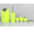 6 pièces ensemble d'accessoires de salle de bain en plastique poubelle porte-savon distributeur tasse porte-brosse à dents vert-2