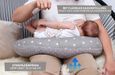 Oreiller d'allaitement Petit 130 x 45 cm - Oreiller de positionnement de bébé pour Les déplacements Étoiles Gris-2