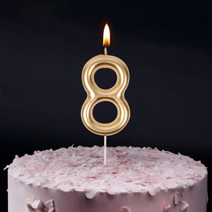8 ans Bougies d'anniversaire numéro 8, bougies d'anniversaire