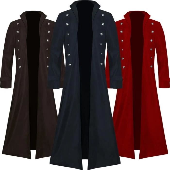 Noir XXL Manteau Long de la Renaissance M di vale pour Homme