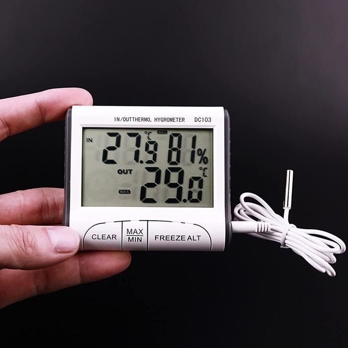 Thermomètre Hygromètre Numérique Avec Écran Lcd Pour Intérieur Et Extérieur  Avec Sonde[H2083] - Cdiscount Jardin